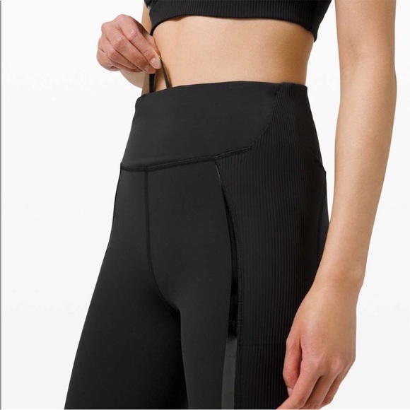Lululemon Athletica rare black gloss trim run high rise leggings tights Size 2 - Picture 5 of 17